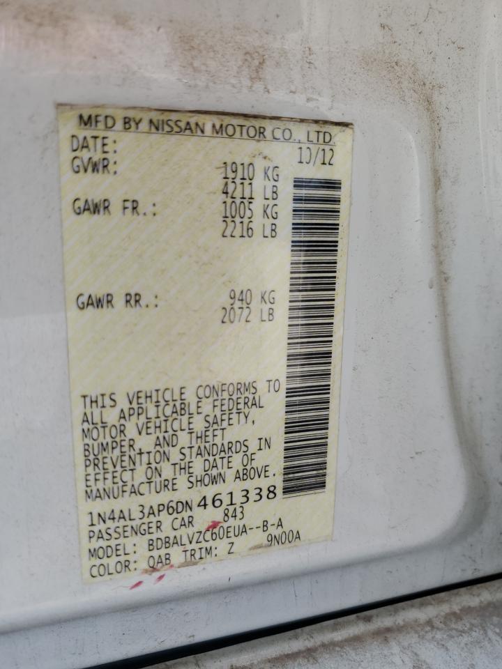 2013 Nissan Altima 2.5 VIN: 1N4AL3AP6DN461338 Lot: 65506955