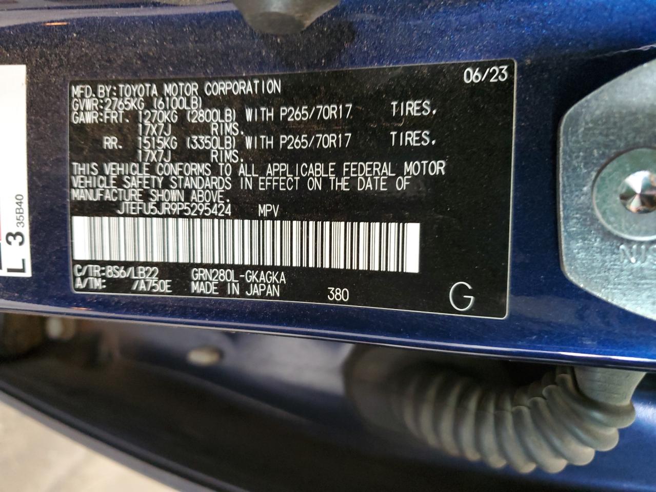 JTEFU5JR9P5295424 2023 Toyota 4Runner Sr5