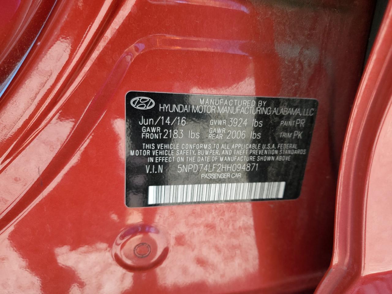 2017 Hyundai Elantra Se VIN: 5NPD74LF2HH094871 Lot: 64809615