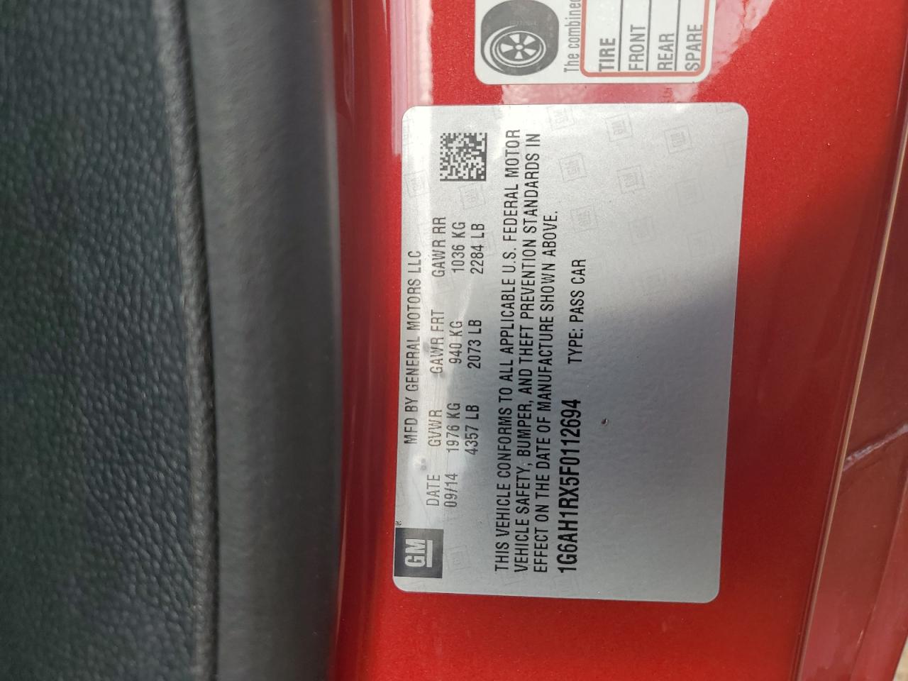 2015 Cadillac Ats Luxury VIN: 1G6AH1RX5F0112694 Lot: 67309805