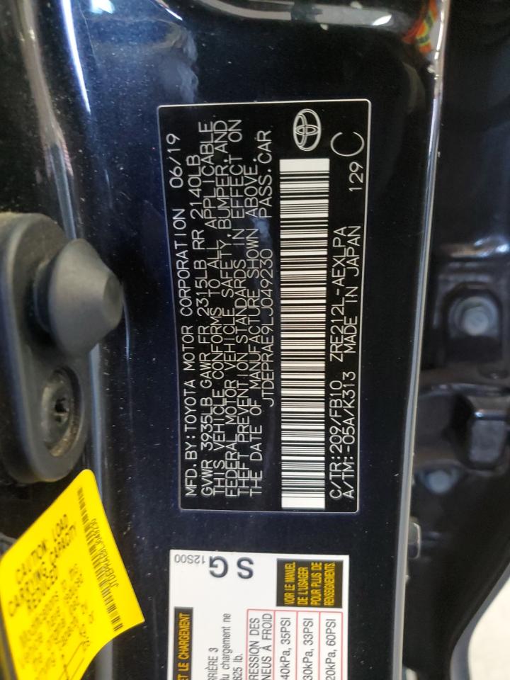 2020 Toyota Corolla Le VIN: JTDEPRAE9LJ049230 Lot: 65400525