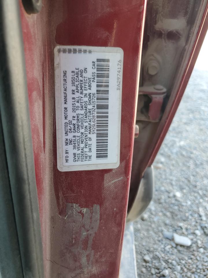 2003 Pontiac Vibe VIN: 5Y2SL62873Z415726 Lot: 66306105