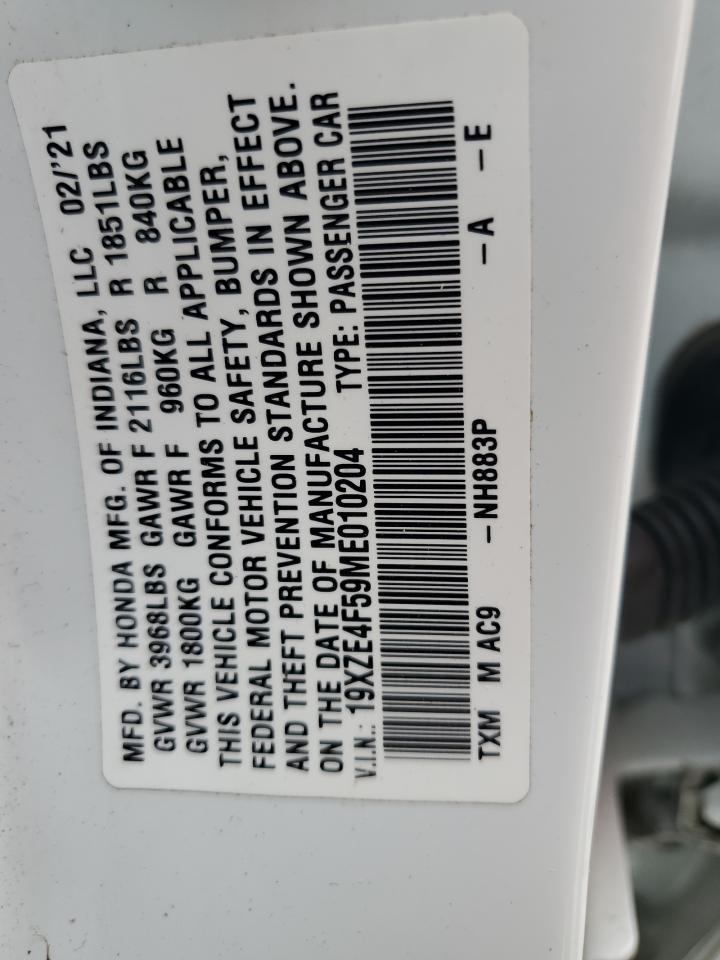2021 Honda Insight Ex VIN: 19XZE4F59ME010204 Lot: 66267335