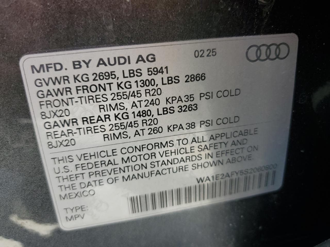 2025 Audi Q5 E Premium Plus 55 VIN: WA1E2AFY5S2060800 Lot: 66181255