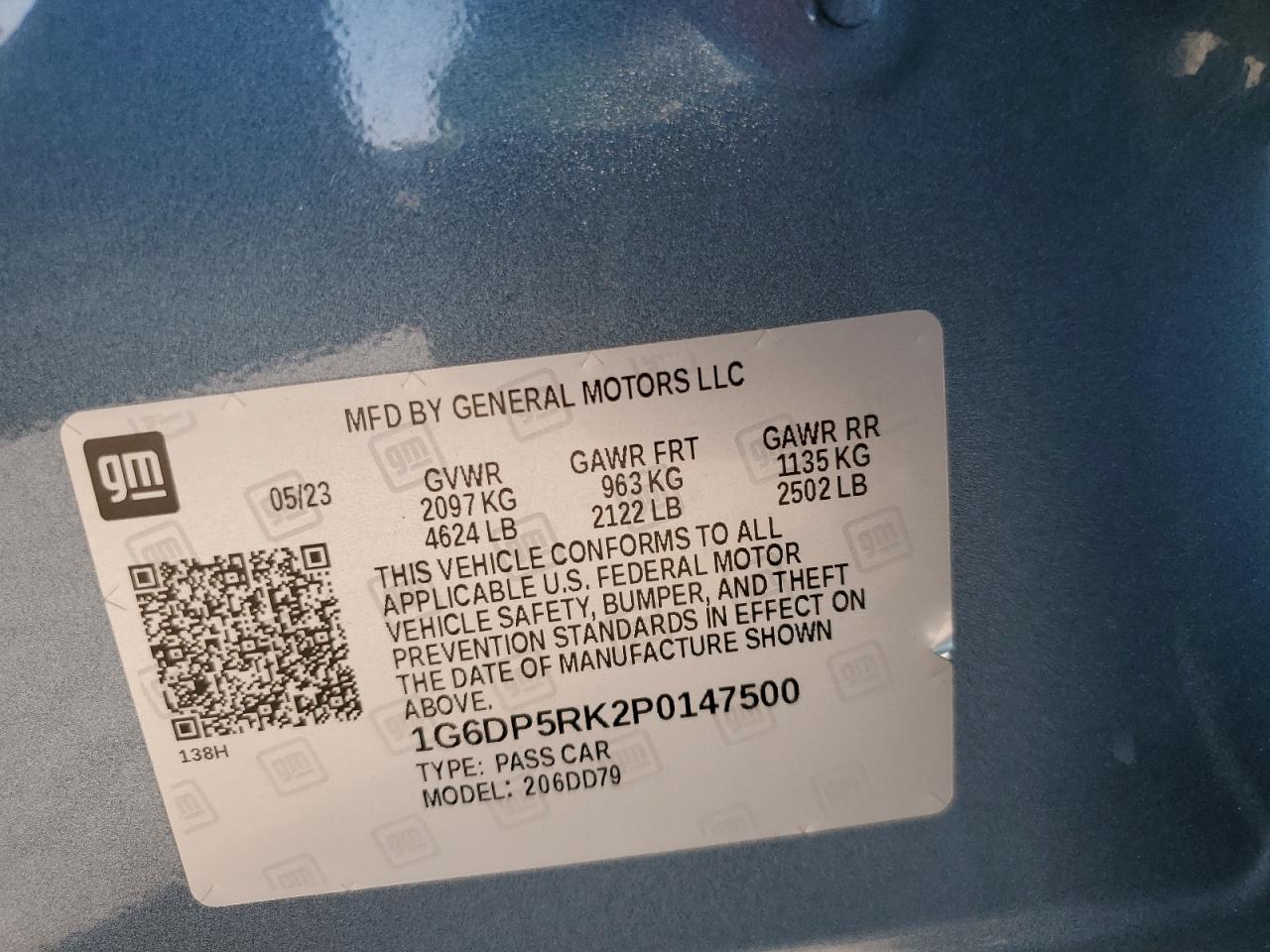 2023 Cadillac Ct5 Sport VIN: 1G6DP5RK2P0147500 Lot: 64986585