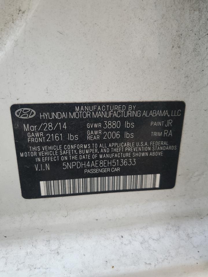 2014 Hyundai Elantra Se VIN: 5NPDH4AE8EH513633 Lot: 63750175