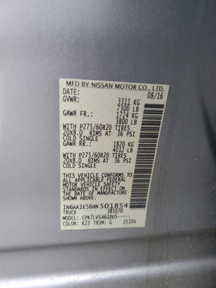 2017 Nissan Titan Sv VIN: 1N6AA1E56HN501854 Lot: 64416425