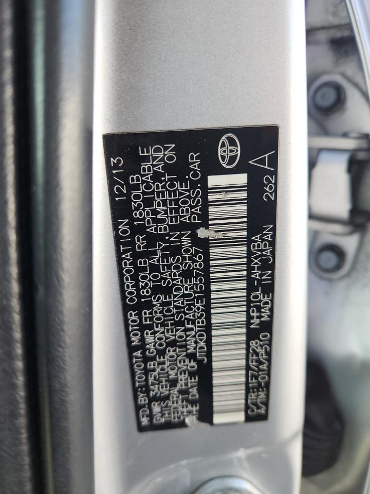 2014 Toyota Prius C VIN: JTDKDTB39E1557867 Lot: 65408655