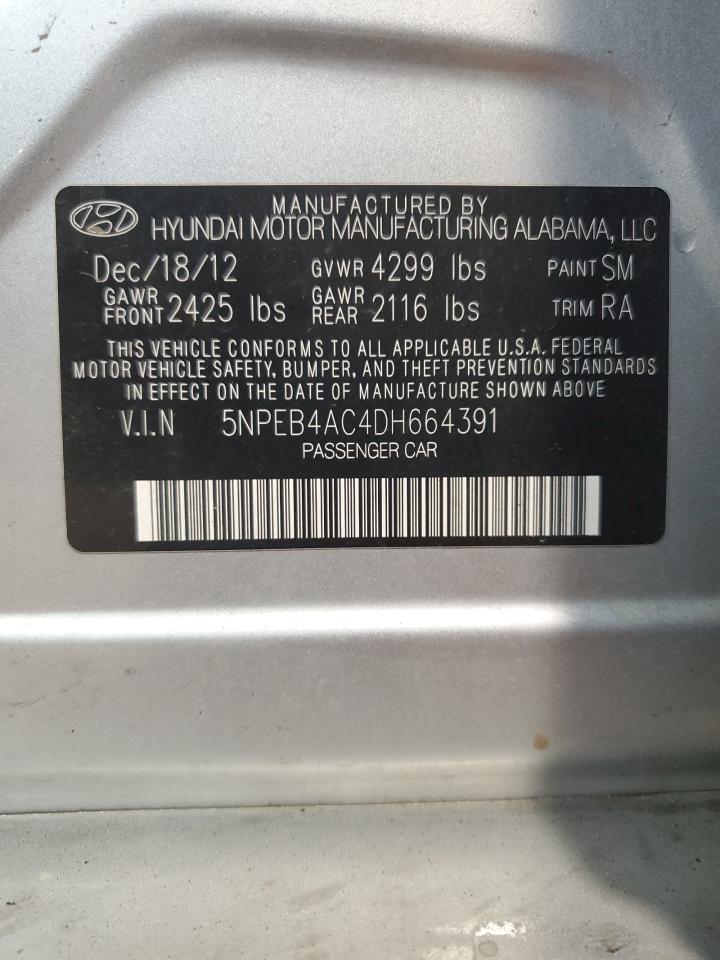 2013 Hyundai Sonata Gls VIN: 5NPEB4AC4DH664391 Lot: 62329085