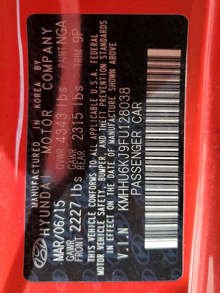 2015 Hyundai Genesis Coupe 3.8L VIN: KMHHU6KJ9FU128038 Lot: 64824405