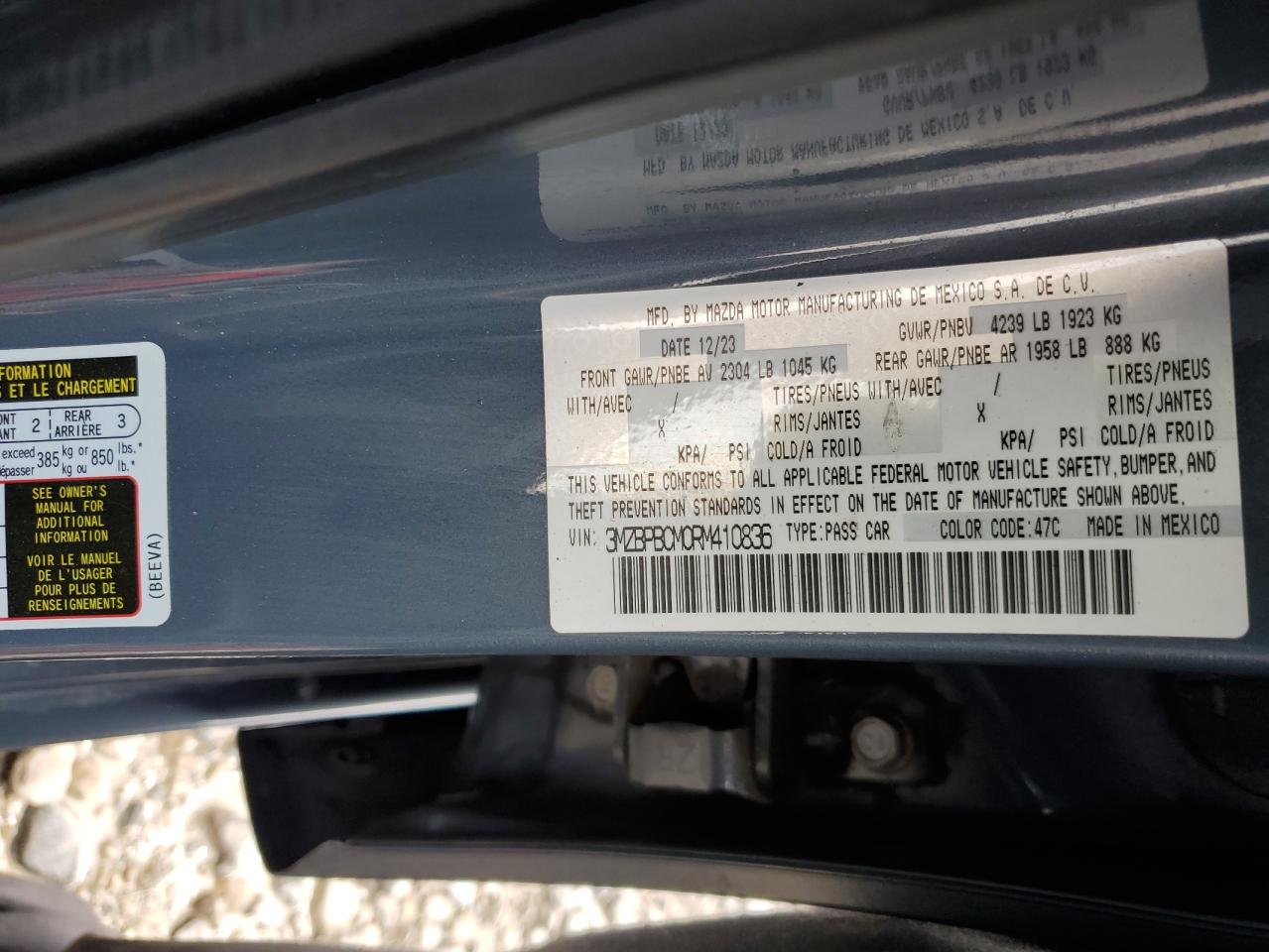 2024 Mazda 3 Preferred VIN: 3MZBPBCM0RM410836 Lot: 66141565