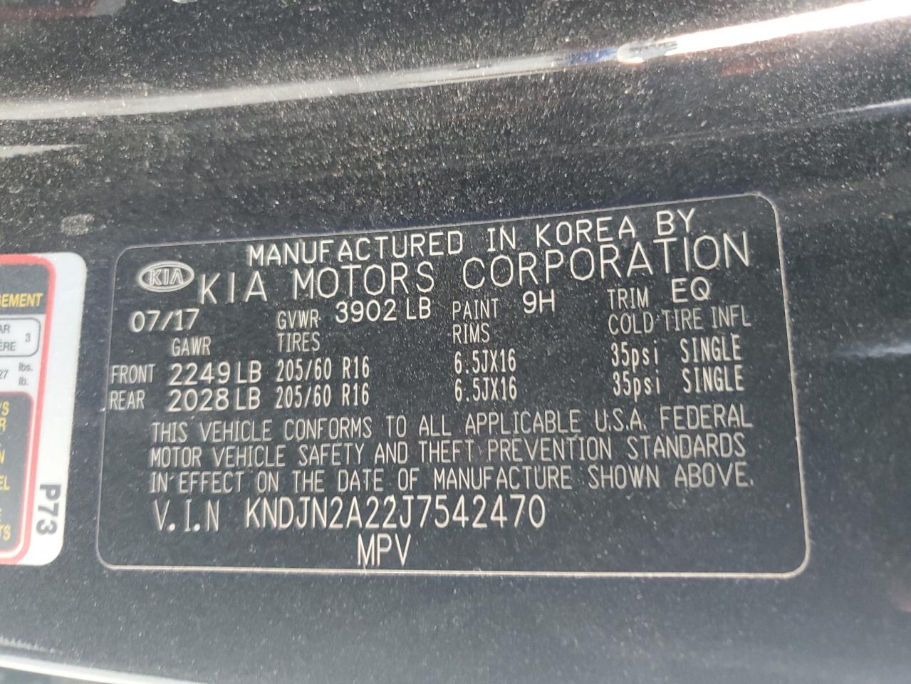 2018 Kia Soul VIN: KNDJN2A22J7542470 Lot: 64371065