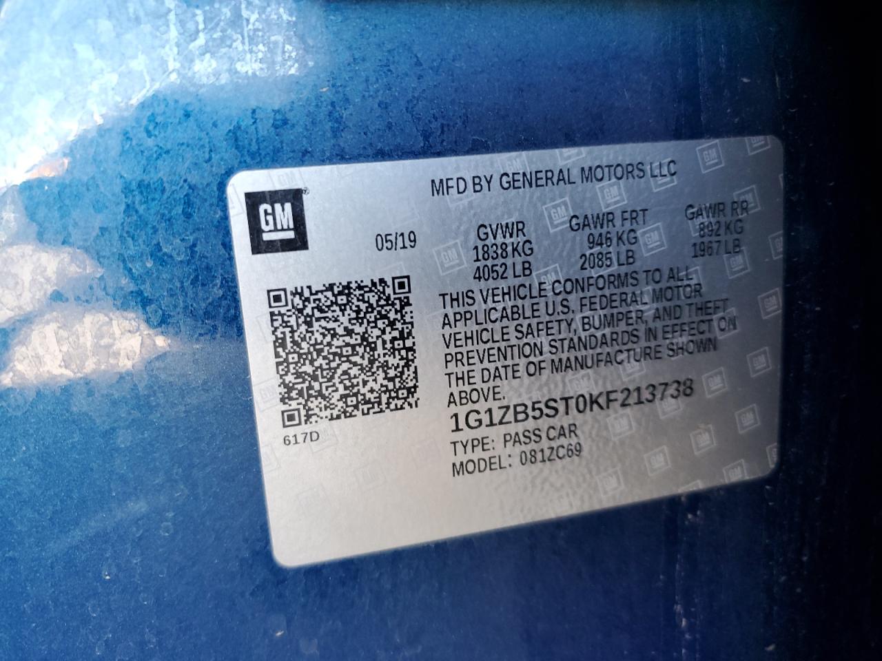 1g1zb5st0kf213738 1G1ZB5ST0KF213738 2019 Chevrolet Malibu Ls