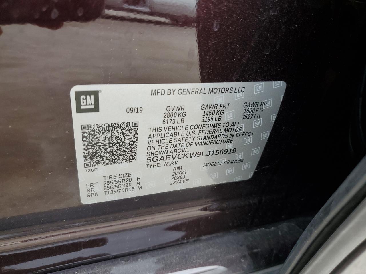 2020 Buick Enclave Avenir VIN: 5GAEVCKW9LJ156919 Lot: 64275745