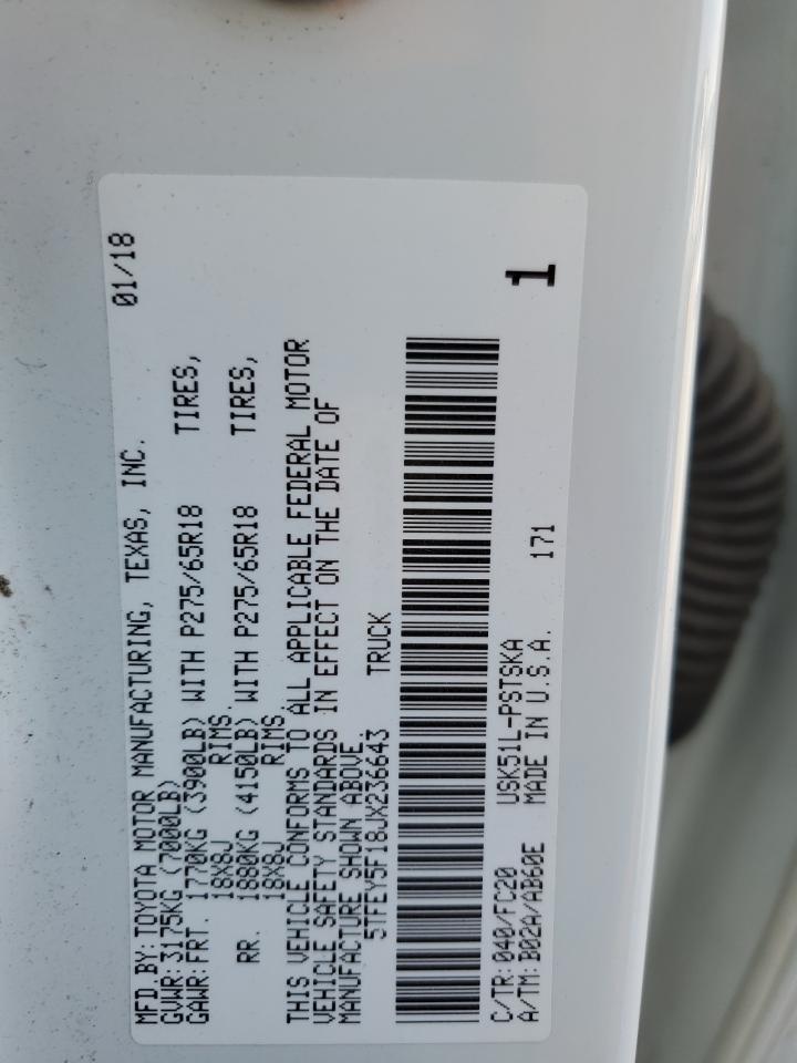 2018 Toyota Tundra Crewmax Sr5 VIN: 5TFEY5F18JX236643 Lot: 65076515