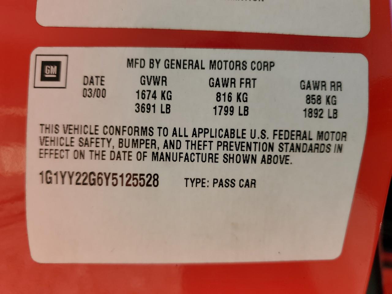 2000 Chevrolet Corvette VIN: 1G1YY22G6Y5125528 Lot: 63609415