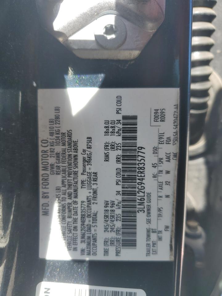 2014 Lincoln Mkz VIN: 3LN6L2G94ER835779 Lot: 67018915