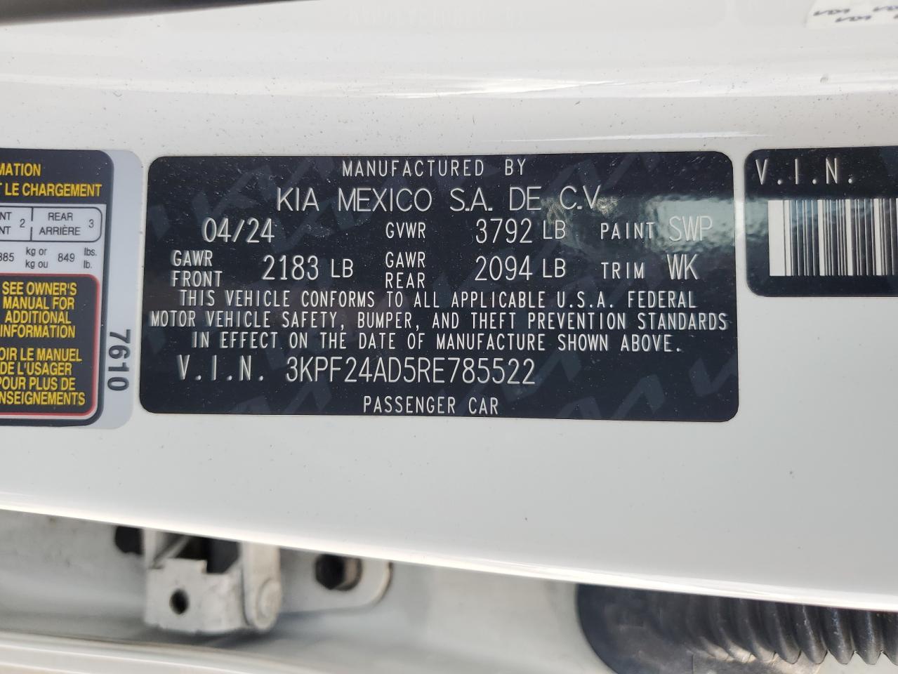 2024 Kia Forte Lx VIN: 3KPF24AD5RE785522 Lot: 66469255