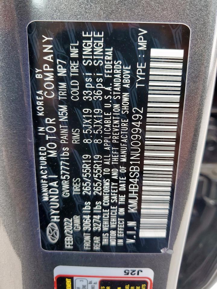 2022 Genesis Gv80 Base VIN: KMUHB4SB1NU099492 Lot: 59996875