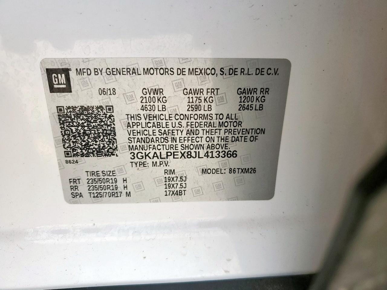 2018 GMC Terrain Slt VIN: 3GKALPEX8JL413366 Lot: 63395415