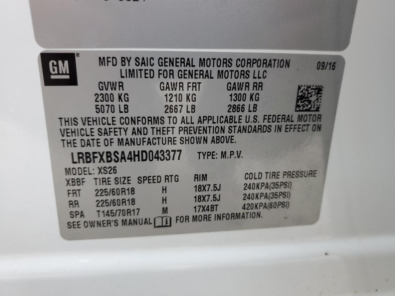 2017 Buick Envision Essence VIN: LRBFXBSA4HD043377 Lot: 65029225