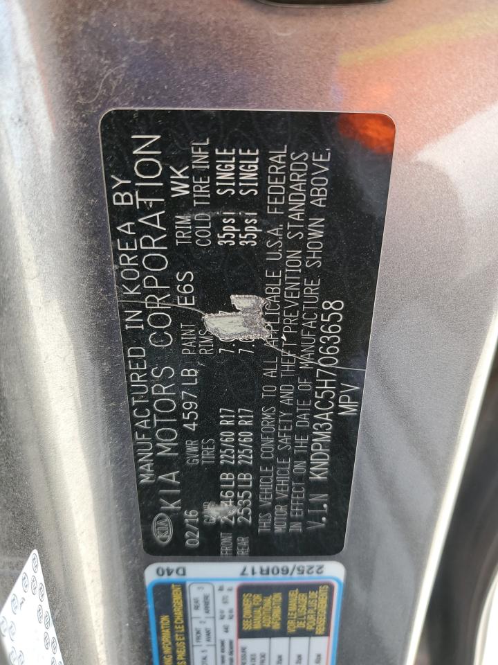 2017 Kia Sportage Lx VIN: KNDPM3AC5H7063658 Lot: 65789695