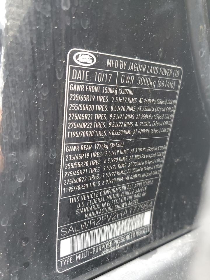 2017 Land Rover Range Rover Sport Hse VIN: SALWR2FV2HA177954 Lot: 64471415