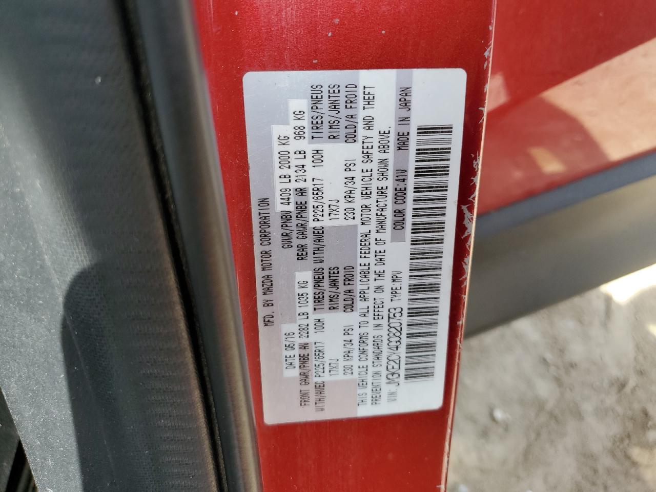 2016 Mazda Cx-5 Touring VIN: JM3KE2CY4G0820753 Lot: 63117155