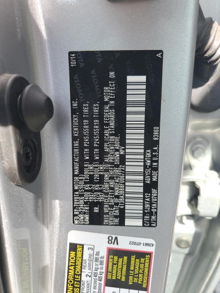 2015 Toyota Venza Le VIN: 4T3BA3BB8FU067732 Lot: 64335455