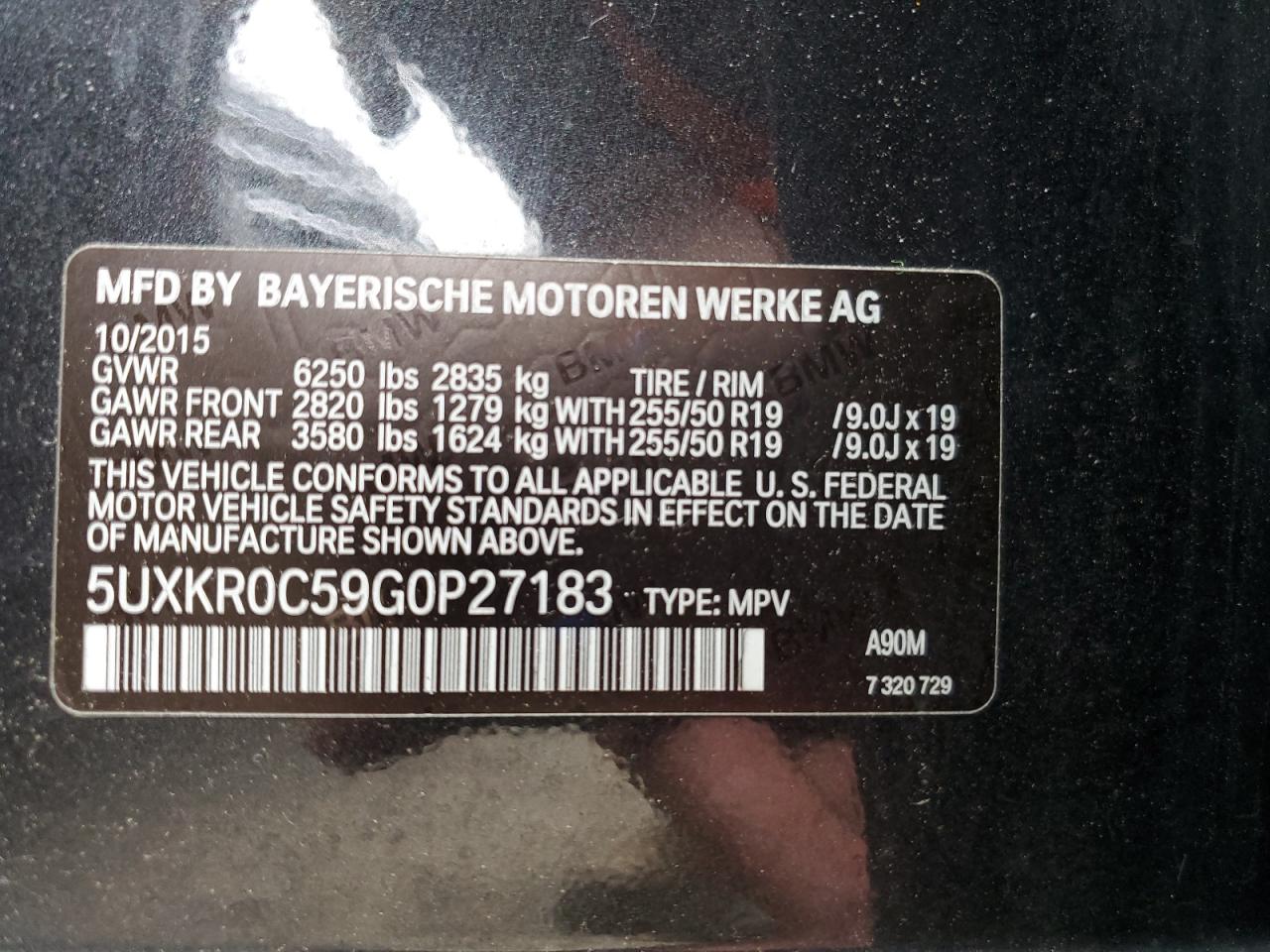 2016 BMW X5 xDrive35I VIN: 5UXKR0C59G0P27183 Lot: 65396785