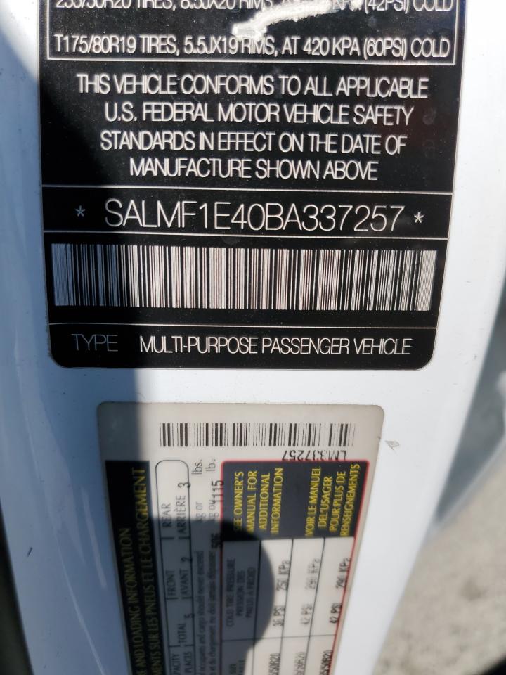 2011 Land Rover Range Rover Hse Luxury VIN: SALMF1E40BA337257 Lot: 65088985