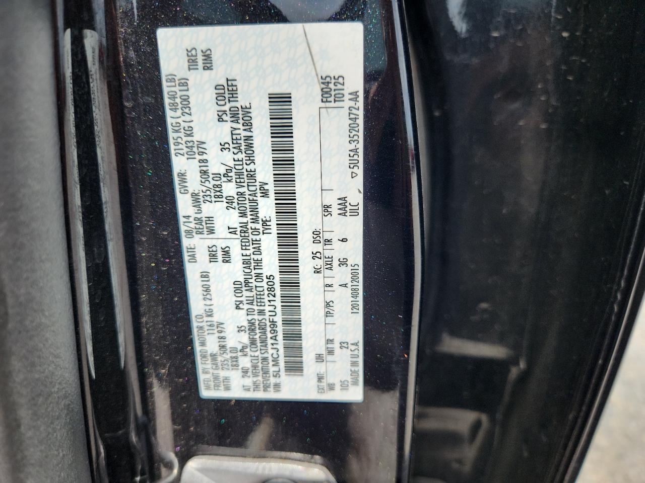 5lmcj1a99fuj12805 5LMCJ1A99FUJ12805 2015 Lincoln Mkc