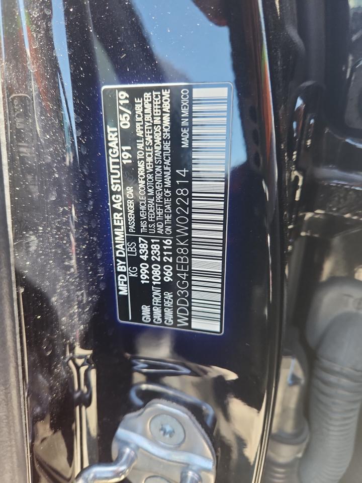 2019 Mercedes-Benz A 220 VIN: WDD3G4EB8KW022814 Lot: 63874885