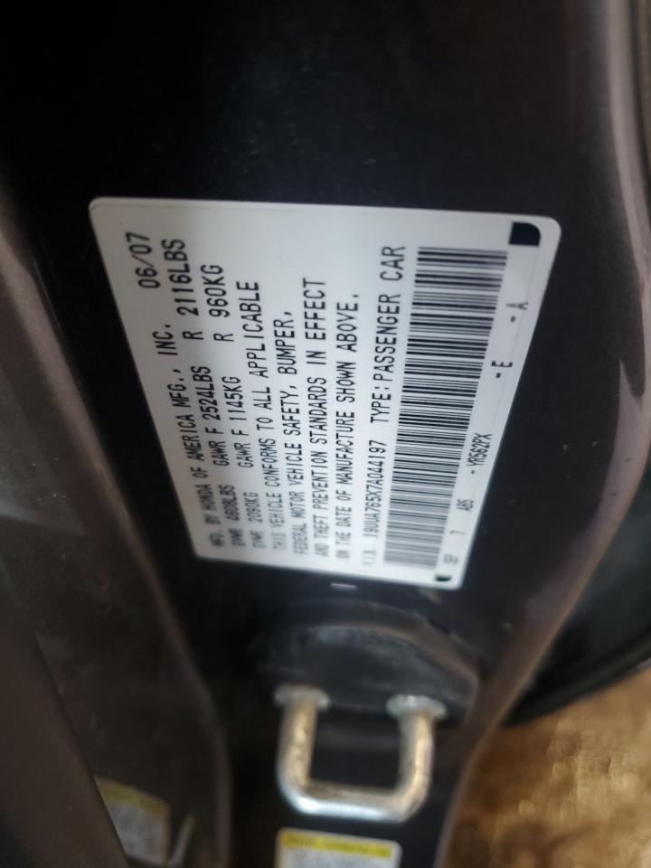 2007 Acura Tl Type S VIN: 19UUA765X7A044197 Lot: 66446705