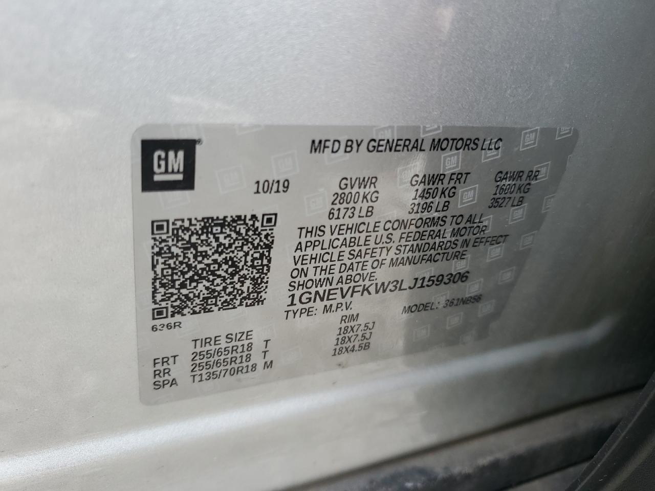 2020 Chevrolet Traverse Ls VIN: 1GNEVFKW3LJ159306 Lot: 66024755