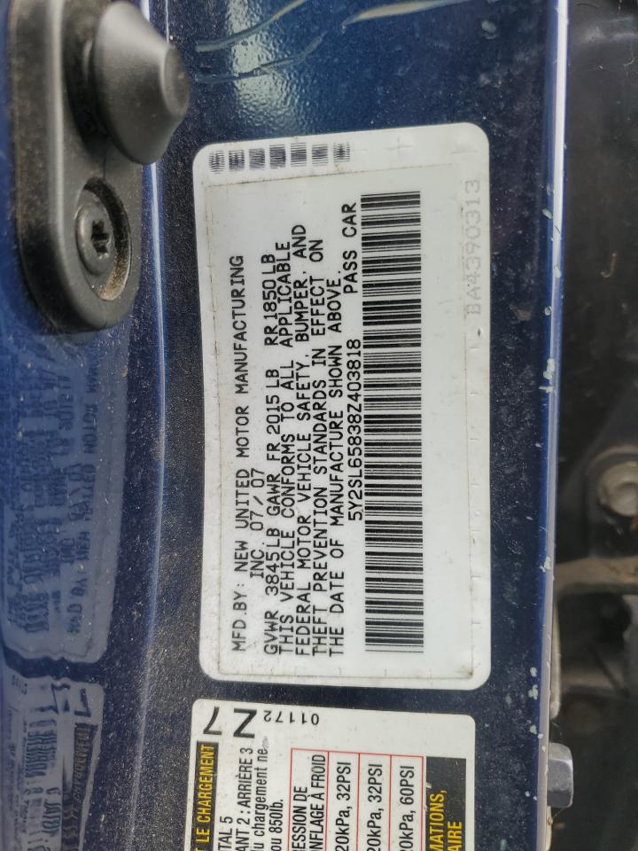 2008 Pontiac Vibe VIN: 5Y2SL65838Z403818 Lot: 61658875