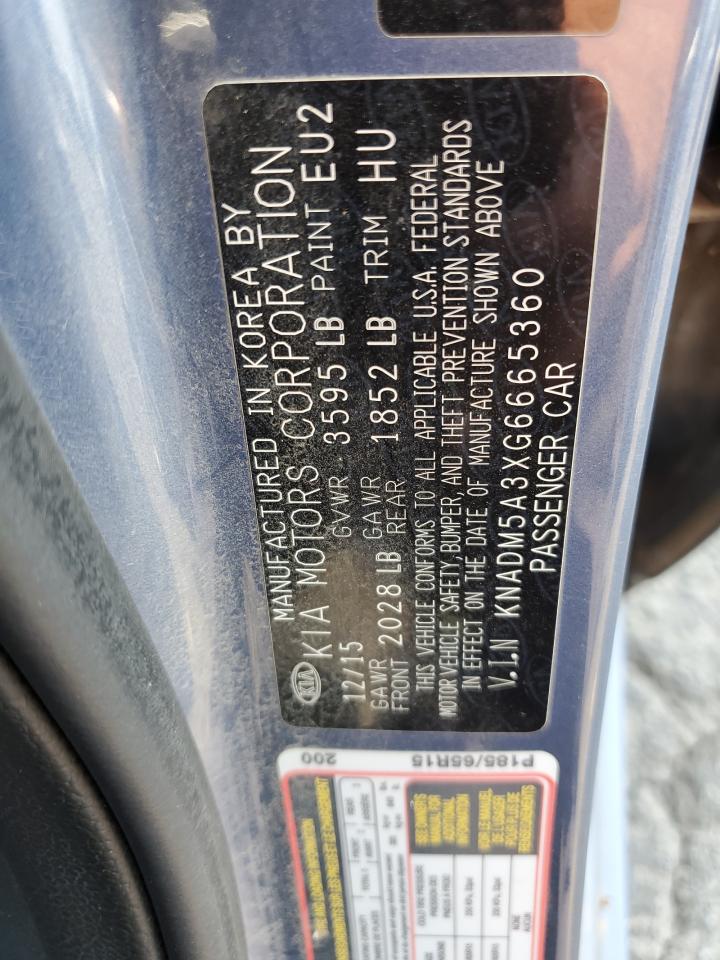 2016 Kia Rio Lx VIN: KNADM5A3XG6665360 Lot: 65366275