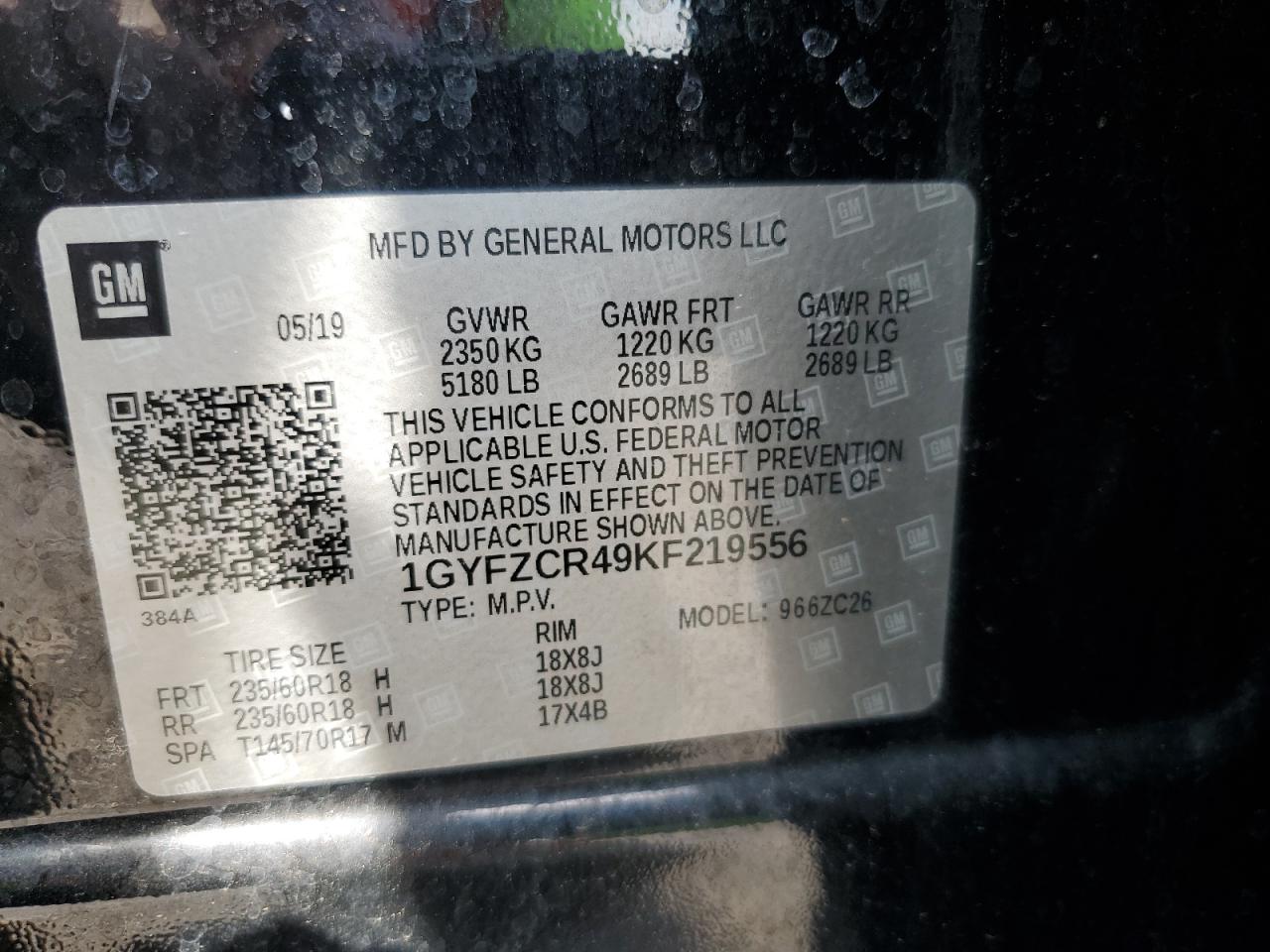 2019 Cadillac Xt4 Premium Luxury VIN: 1GYFZCR49KF219556 Lot: 64446715