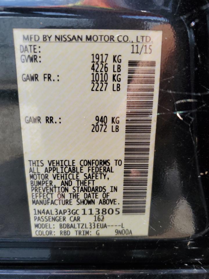 2016 Nissan Altima 2.5 VIN: 1N4AL3AP3GC113805 Lot: 65430675