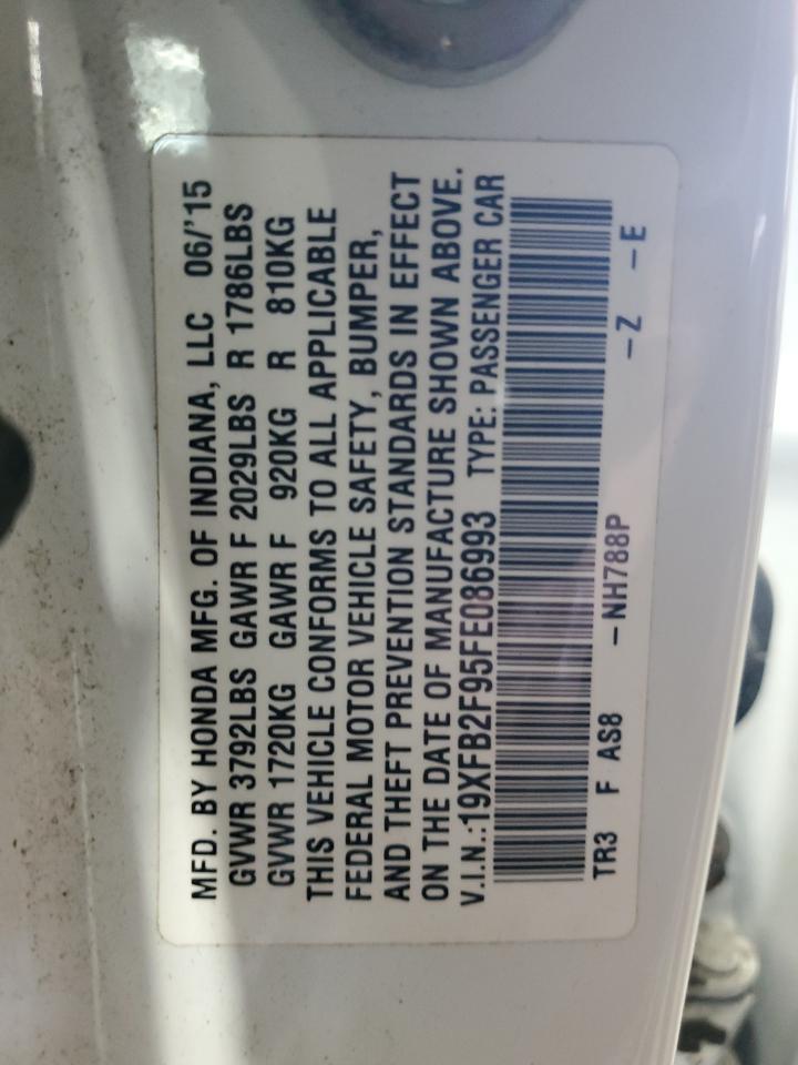 2015 Honda Civic Exl VIN: 19XFB2F95FE086993 Lot: 63802315