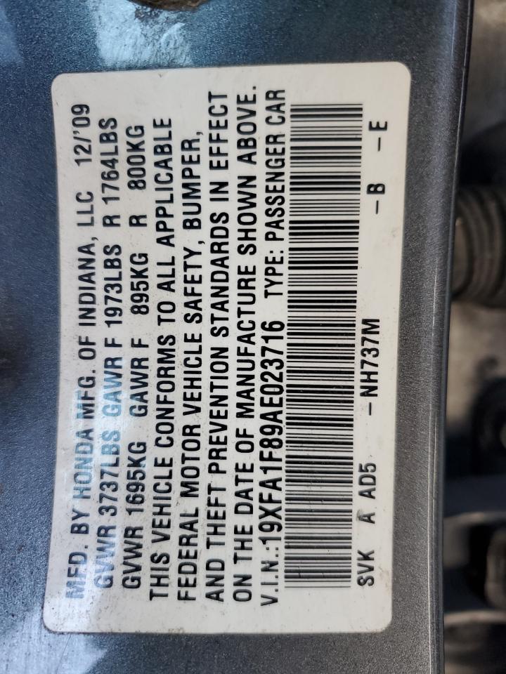 2010 Honda Civic Ex VIN: 19XFA1F89AE023716 Lot: 64055235