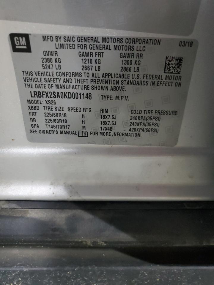 2019 Buick Envision Essence VIN: LRBFX2SA0KD001148 Lot: 65730415