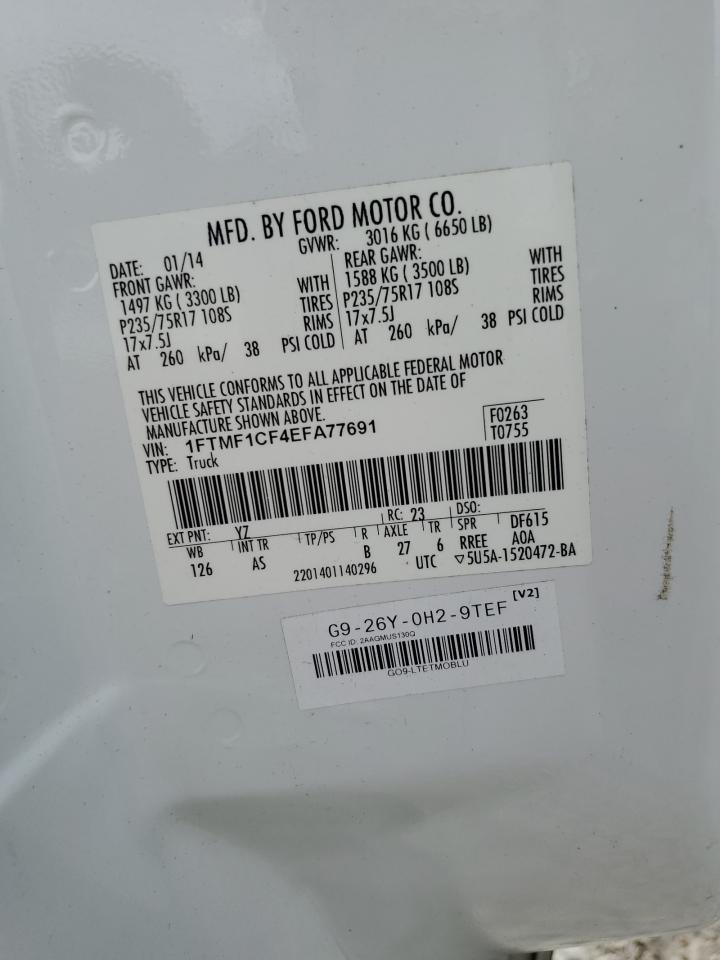 2014 Ford F150 VIN: 1FTMF1CF4EFA77691 Lot: 65166695