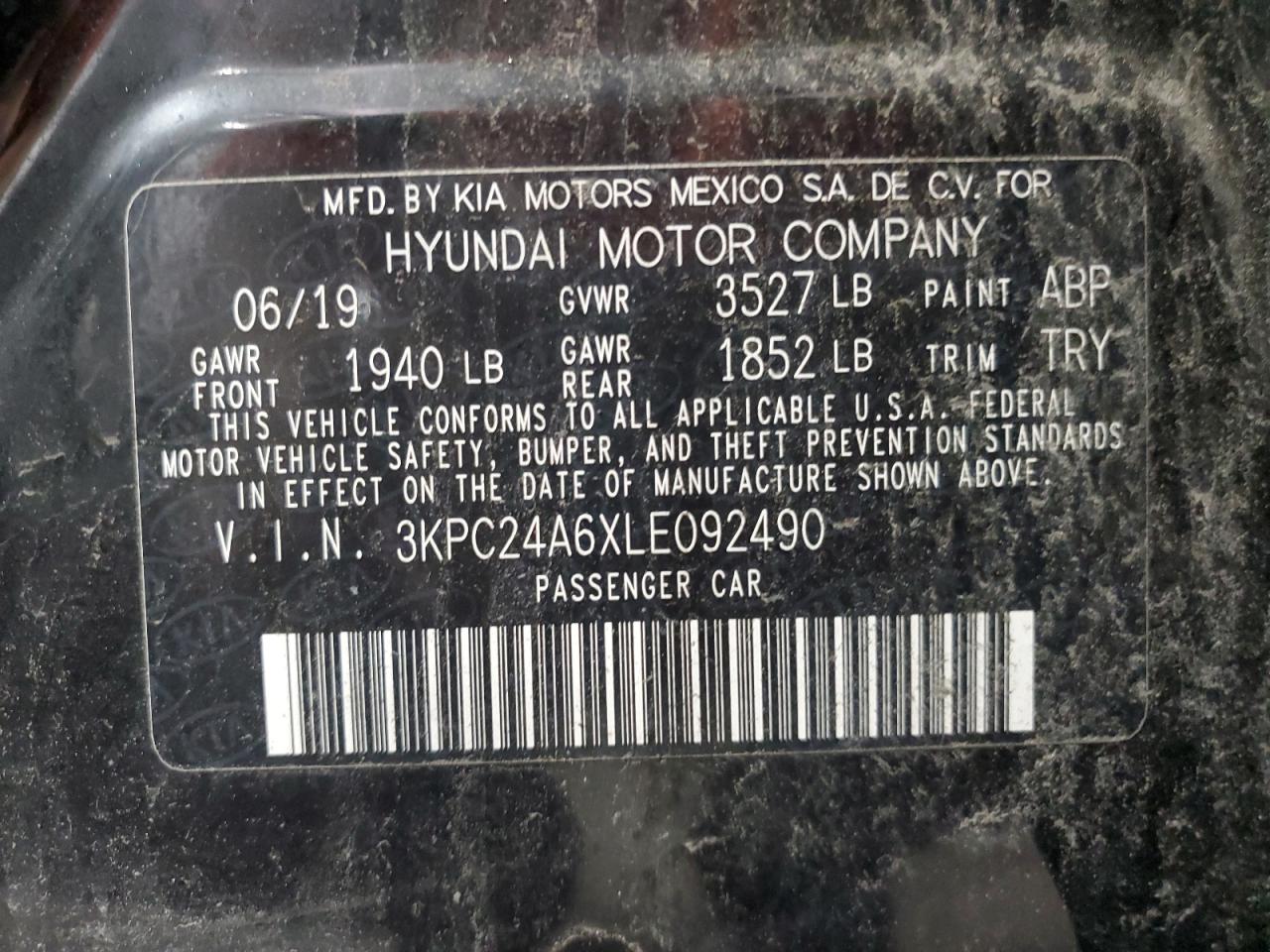 2020 Hyundai Accent Se VIN: 3KPC24A6XLE092490 Lot: 63831485