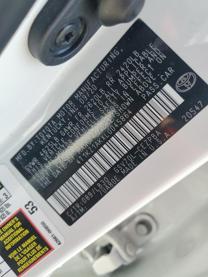 2020 Toyota Camry Trd VIN: 4T1KZ1AKXLU045864 Lot: 65880645