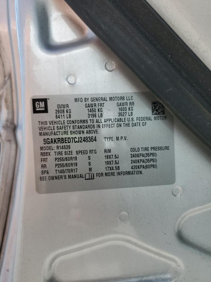 2012 Buick Enclave VIN: 5GAKRBED7CJ248364 Lot: 65296645