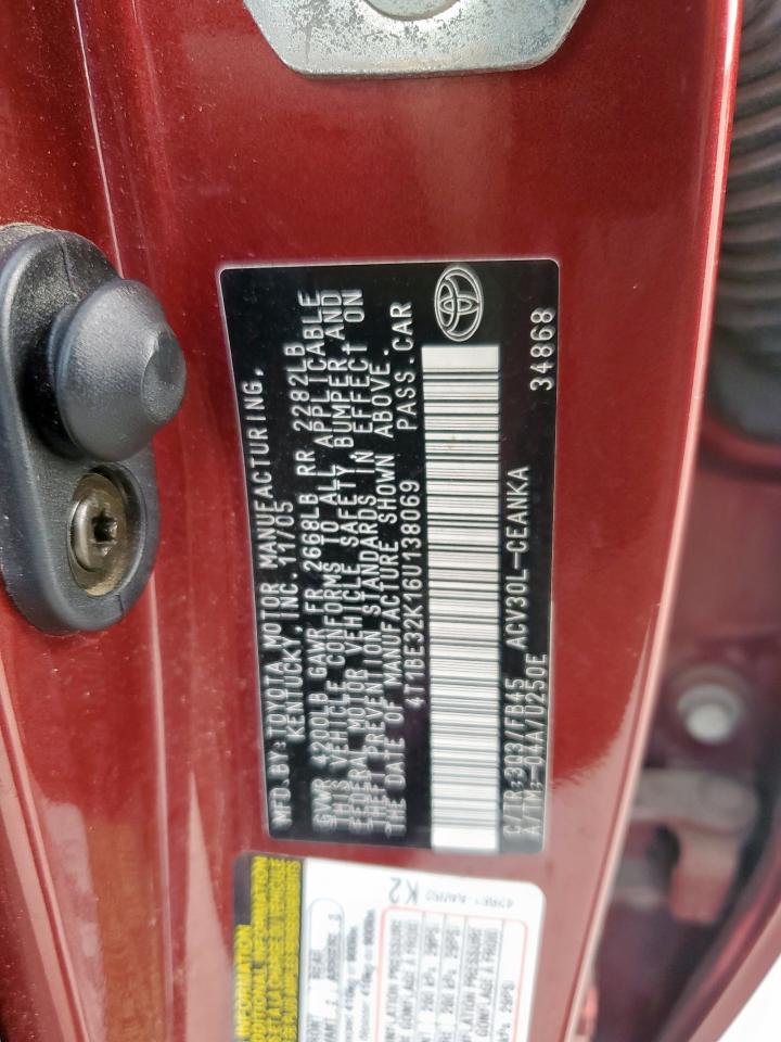 4T1BE32K16U138069 2006 Toyota Camry Le