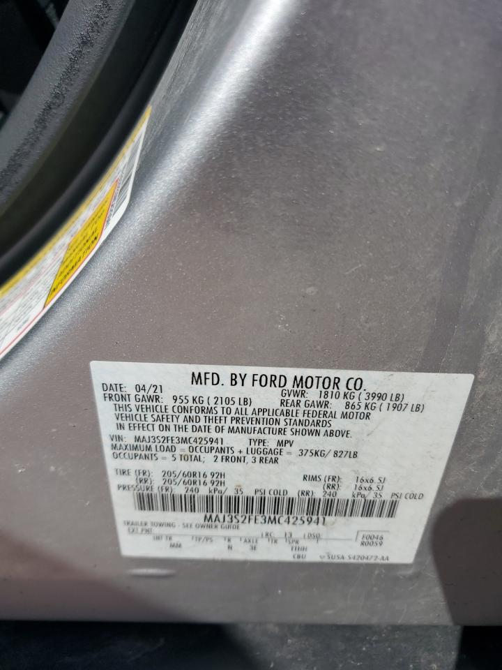 2021 Ford Ecosport S VIN: MAJ3S2FE3MC425941 Lot: 63305625
