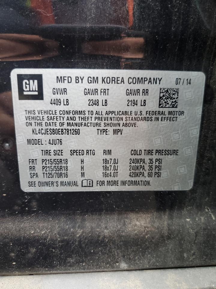 2014 Buick Encore VIN: KL4CJESB0EB781260 Lot: 64432725