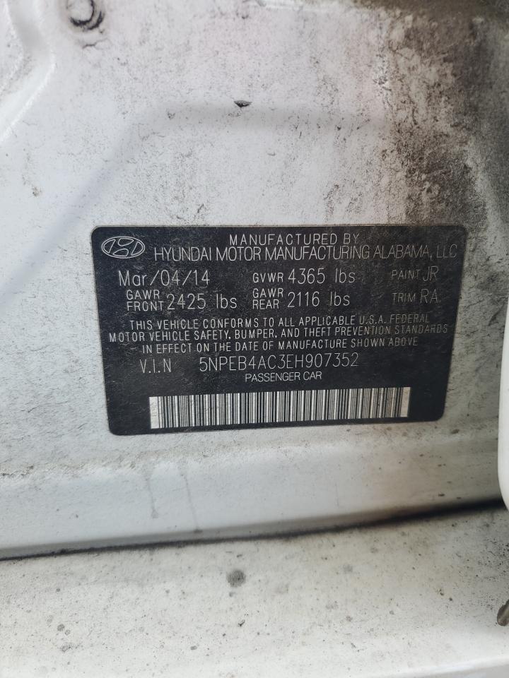 2014 Hyundai Sonata Gls VIN: 5NPEB4AC3EH907352 Lot: 65476805
